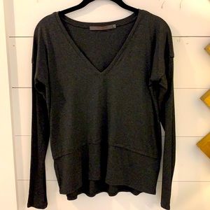 Feel the Piece by Terre Jacobs. Charcoal grey v neck top XS/S. Thumb holes.